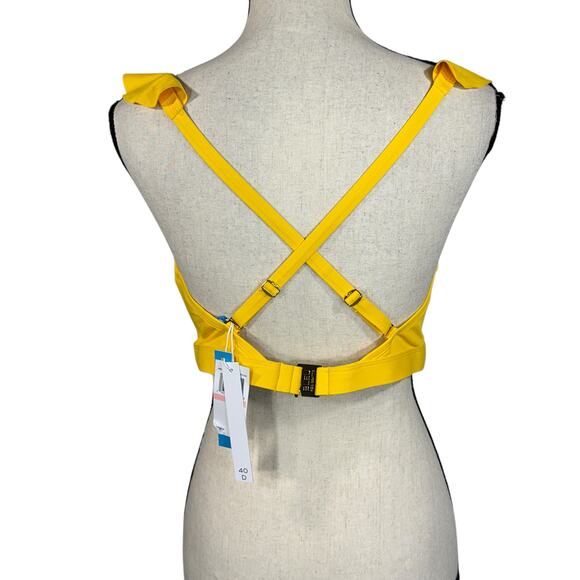 Bleu Rod Beattie SZ 40D Rufflicious Tuscan Sun Bikini Top Swim Underwire Yellow - Picture 4 of 8